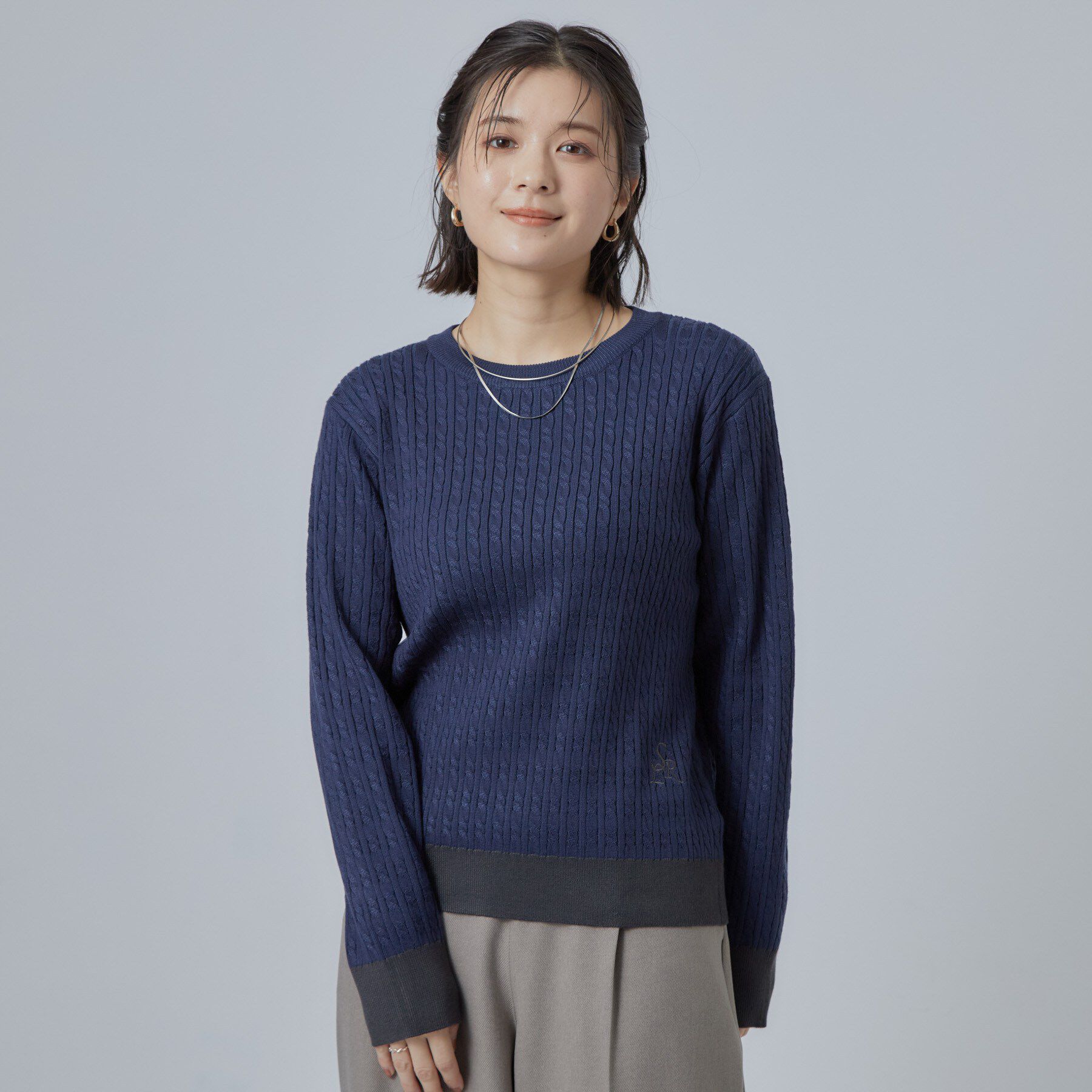 SHOO･LA･RUE「配色ケーブルニットTOPS」|ニット・セーター|