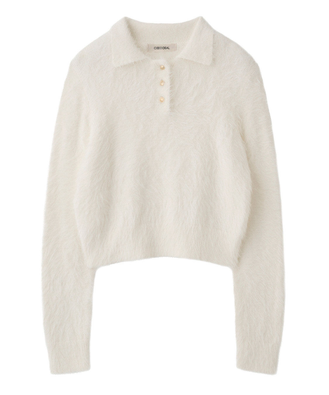 COCO DEAL「フェザーポロニットトップス」|ポロシャツ|オフ