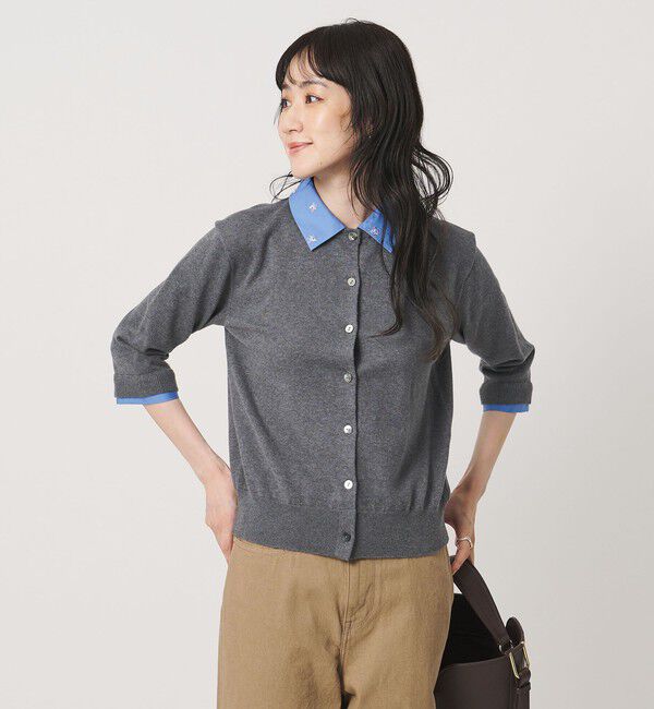 UNITED ARROWS「4WAY エンブロイダリー シャツ コンビ ニット ‐ウォッシャブル‐」|カーディガン|