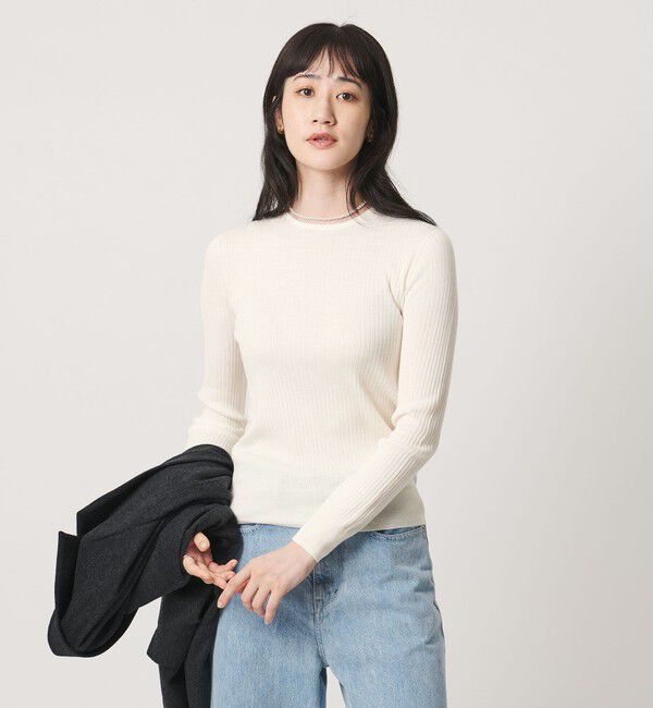 UNITED ARROWS「リブ クルーネック ニット」|ニット・セーター|