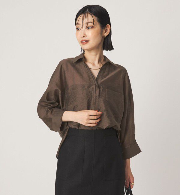 UNITED ARROWS green label relaxing「エアリーシアー スキッパー ポケット シャツ 接触冷感」|シャツ・ブラウス|
