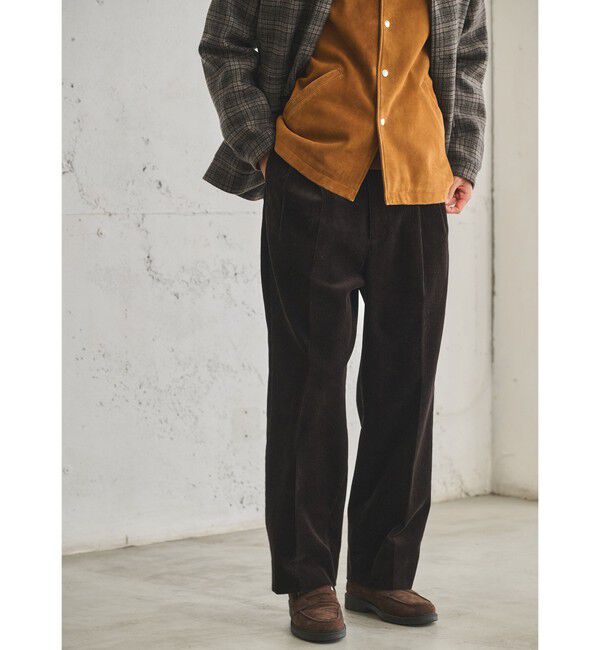 UNITED ARROWS green label relaxing「FINE BASIC スビン コーデュロイ スラックス W4」|チノ|DK.BROWN