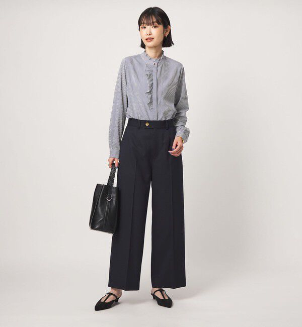 UNITED ARROWS green label relaxing「フリル ディテール ブラウス マシンウォッシャブル UVカット」|シャツ・ブラウス|