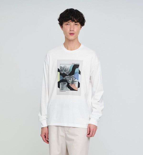 UNITED ARROWS green label relaxing「＜Phospho Graphica＞グラフィック 長袖 Tシャツ カットソー」|Tシャツ・カットソー|WHITE