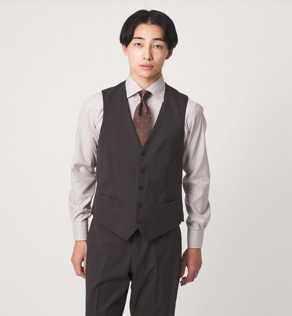 UNITED ARROWS green label relaxing「A+ TWPU サージ スリム 5B セットアップベスト」|スーツ|DK.BROWN
