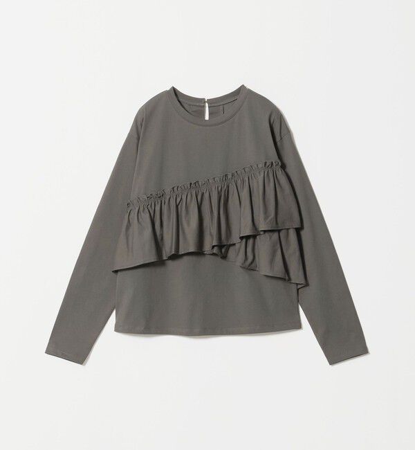 UNITED ARROWS green label relaxing「【WEB限定】＜at ease＞フロント フリル ロングスリーブ カットソー UVカット」|Tシャツ・カットソー|DK.GRAY
