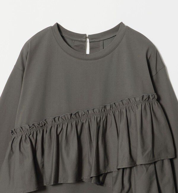 UNITED ARROWS green label relaxing「【WEB限定】＜at ease＞フロント フリル ロングスリーブ カットソー UVカット」|Tシャツ・カットソー|