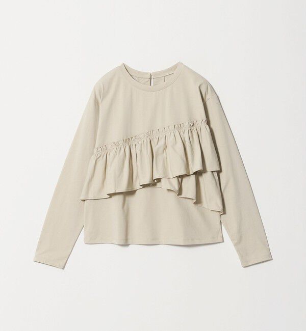 UNITED ARROWS green label relaxing「【WEB限定】＜at ease＞フロント フリル ロングスリーブ カットソー UVカット」|Tシャツ・カットソー|BEIGE