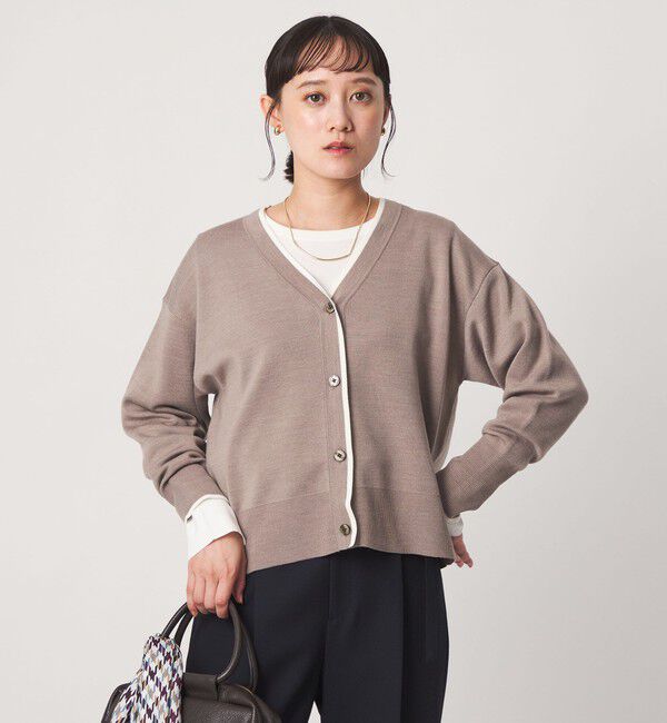 UNITED ARROWS green label relaxing「ウール スムース ワイド Vネック カーディガン ウォッシャブル」|カーディガン|
