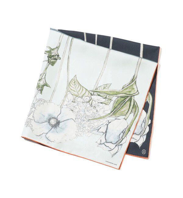 TOMORROWLAND GOODS「ATELIER TOMORROW DOUBLE FLOWER シルクスカーフ」|バンダナ・スカーフ|62 ライトブルー系