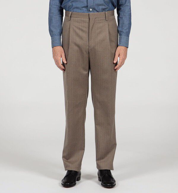 TOMORROWLAND MENS「ウールヘリンボーン 1プリーツスラックス」|スラックス|