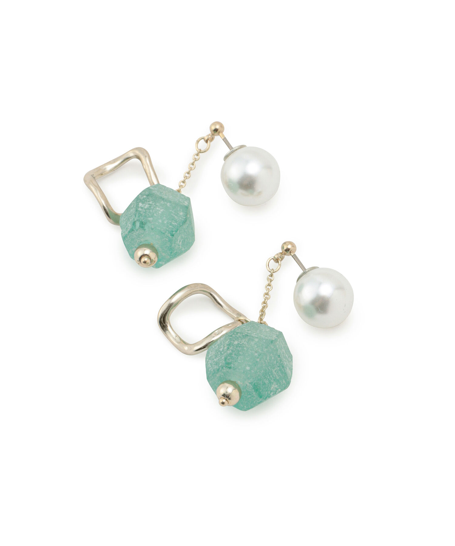 ROPE PICNIC PASSAGE「Recycle glass パールキャッチチェーンピアス」|ピアス|