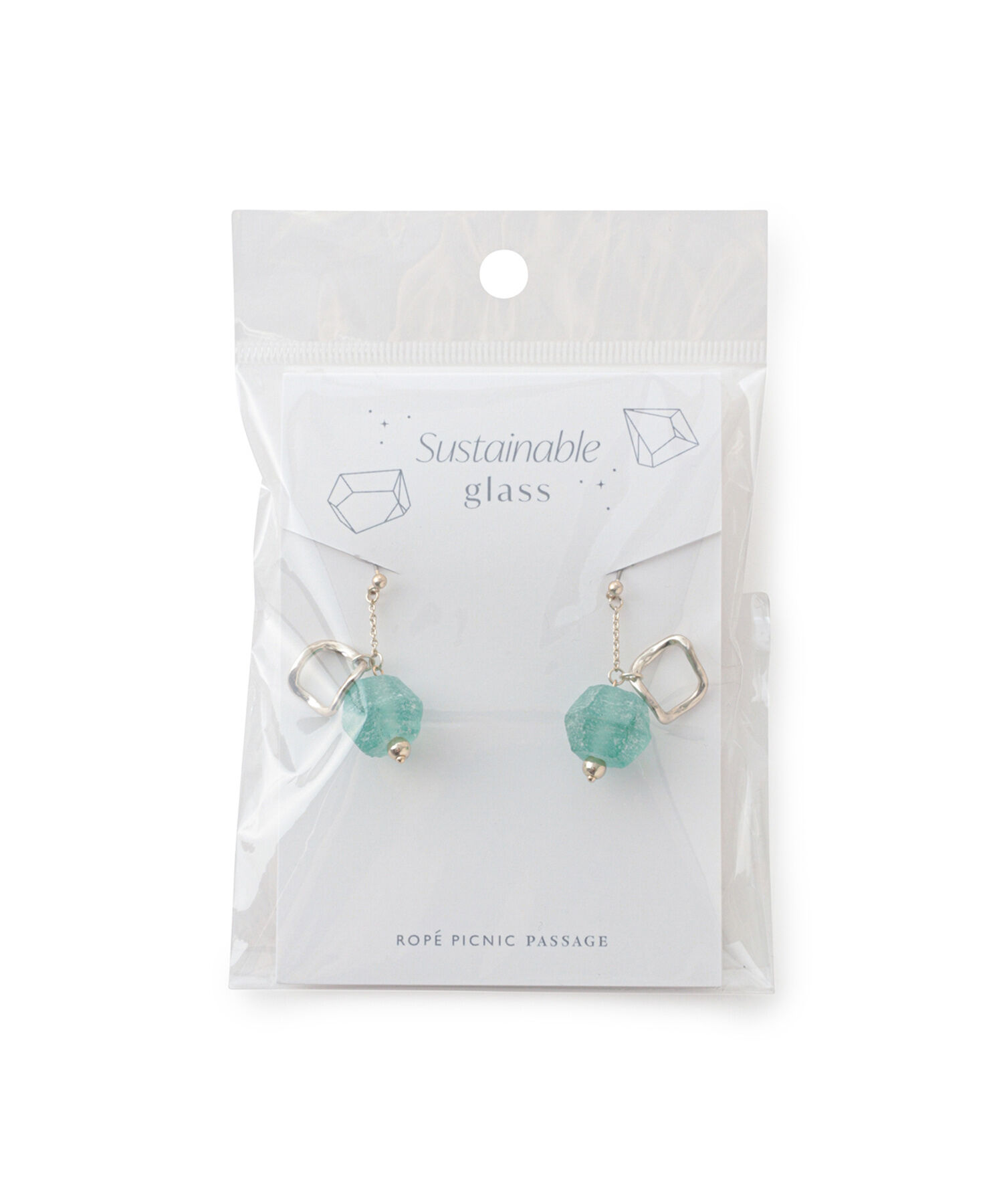 ROPE PICNIC PASSAGE「Recycle glass パールキャッチチェーンピアス」|ピアス|