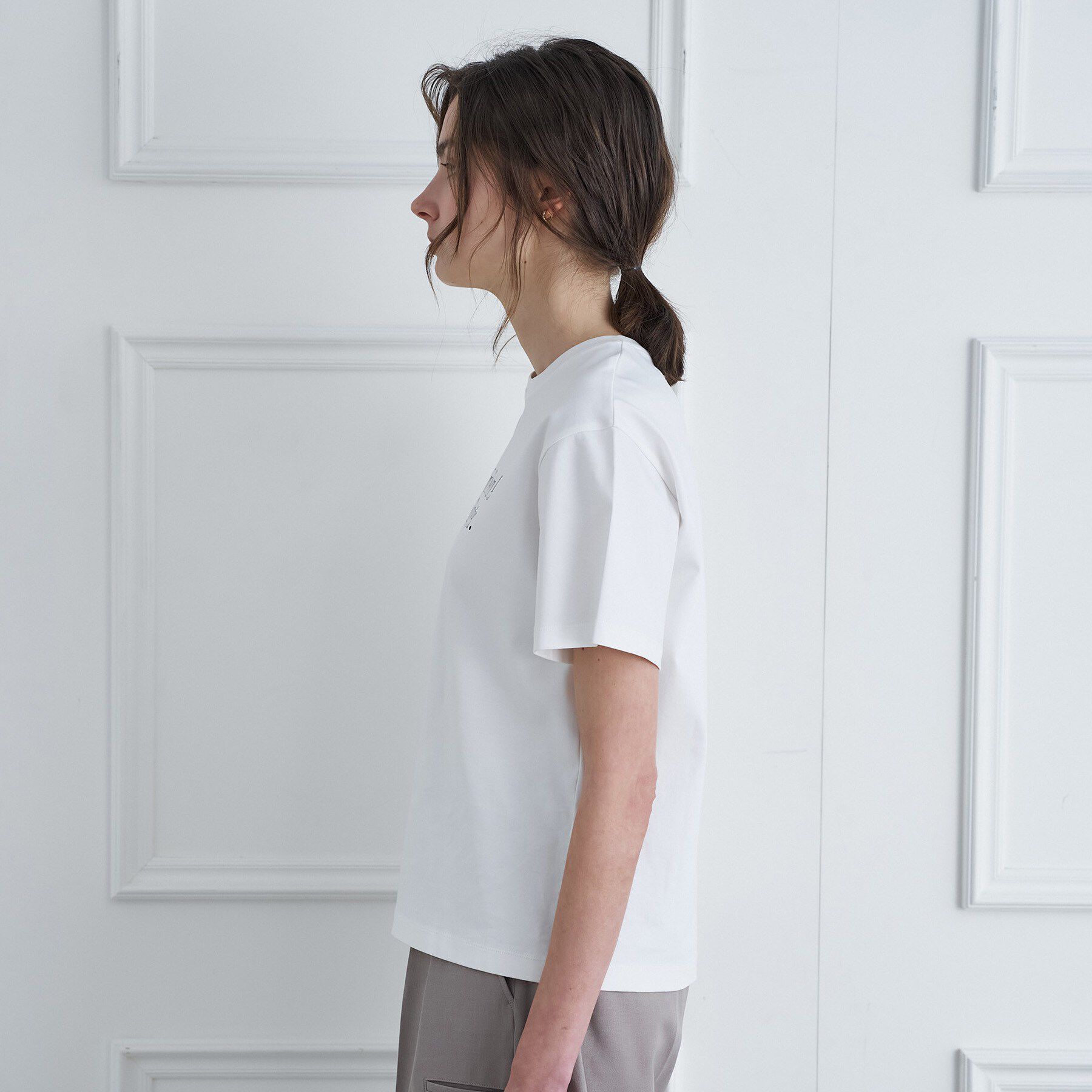 DRESSTERIOR「【接触冷感／抗菌防臭／消臭】アイスクリアコットンフレンチロゴT」|Tシャツ・カットソー|
