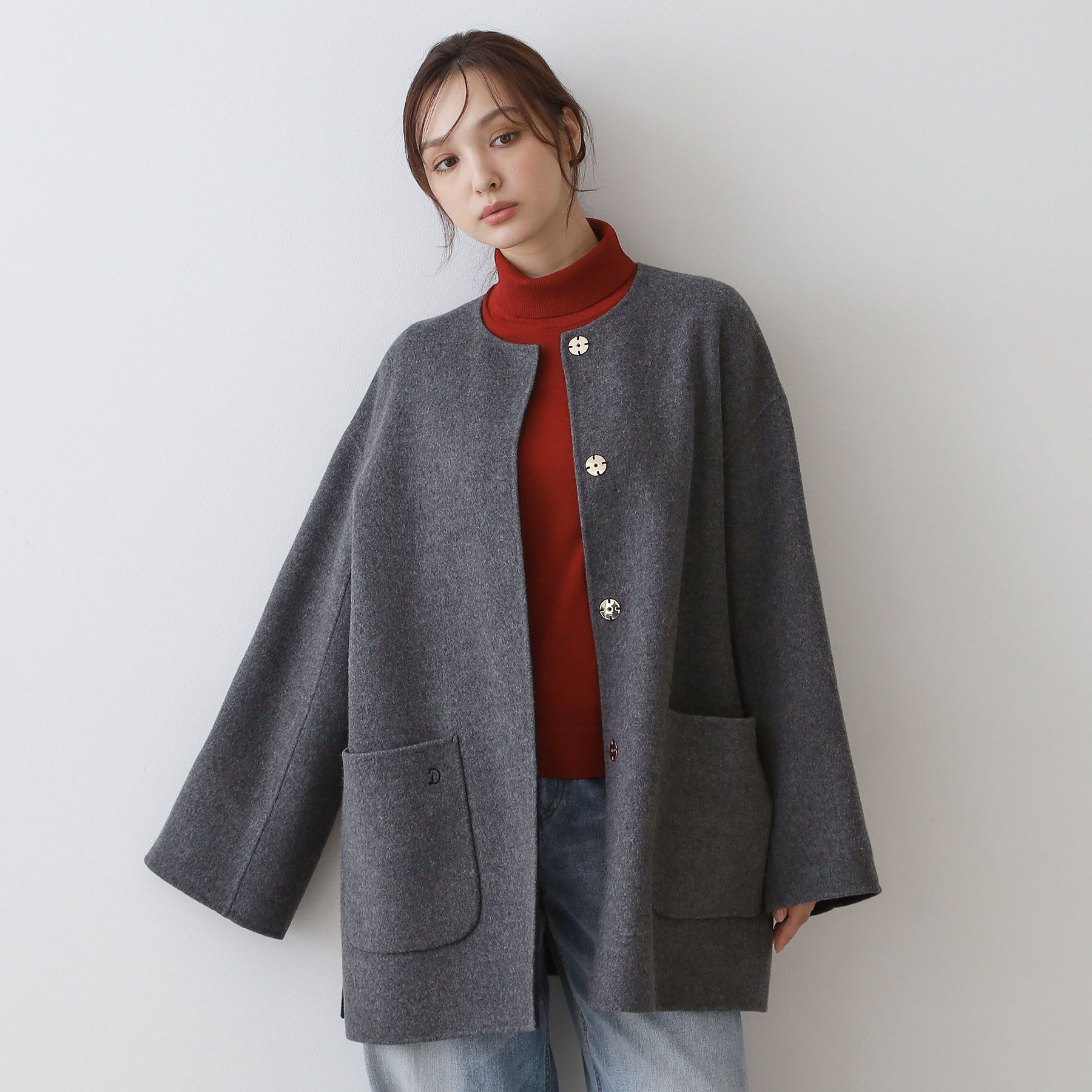 DRESSTERIOR「【肌ざわり◎/軽量】Super140sリバーシブルコート」|ノーカラーコート|