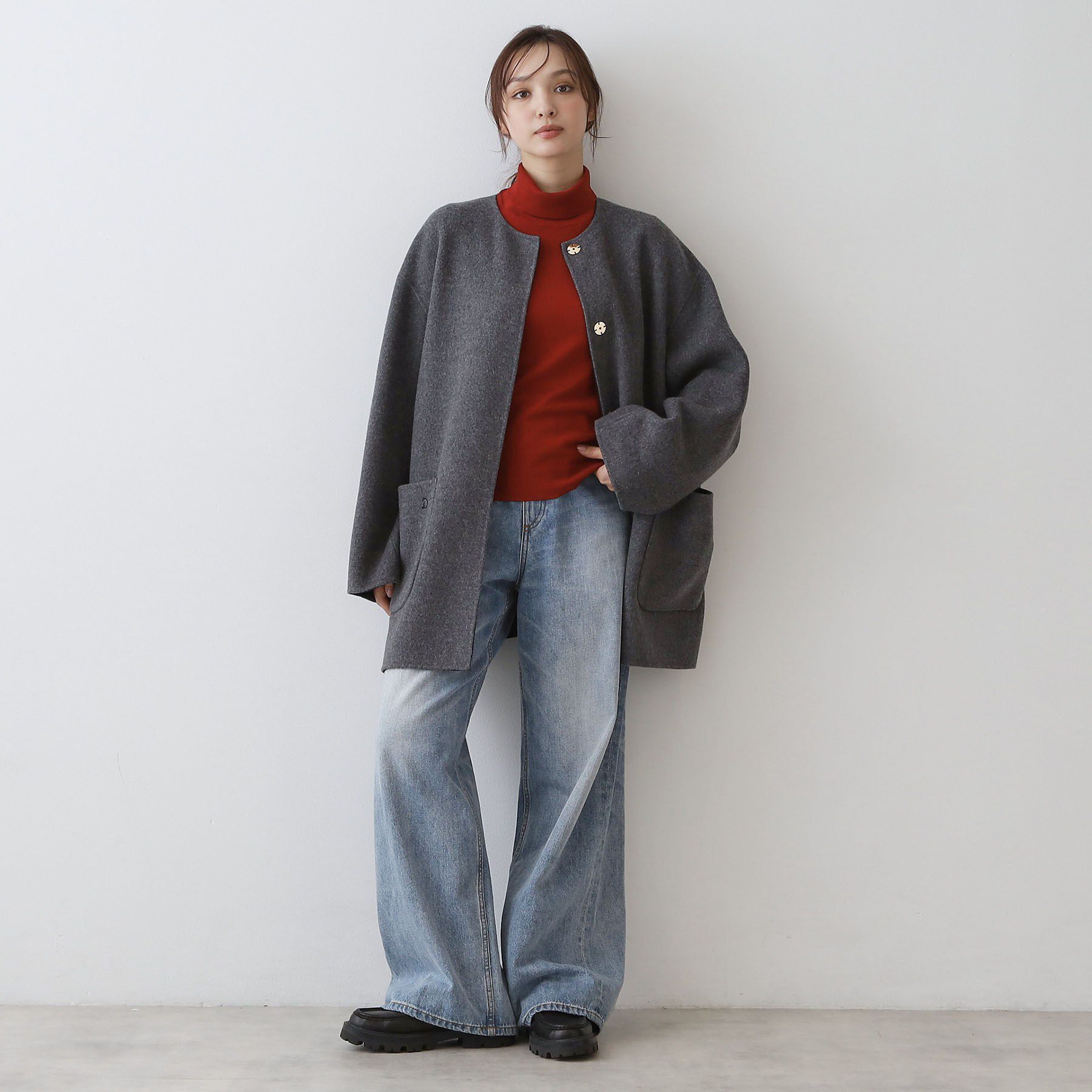 DRESSTERIOR「【肌ざわり◎/軽量】Super140sリバーシブルコート」|ノーカラーコート|