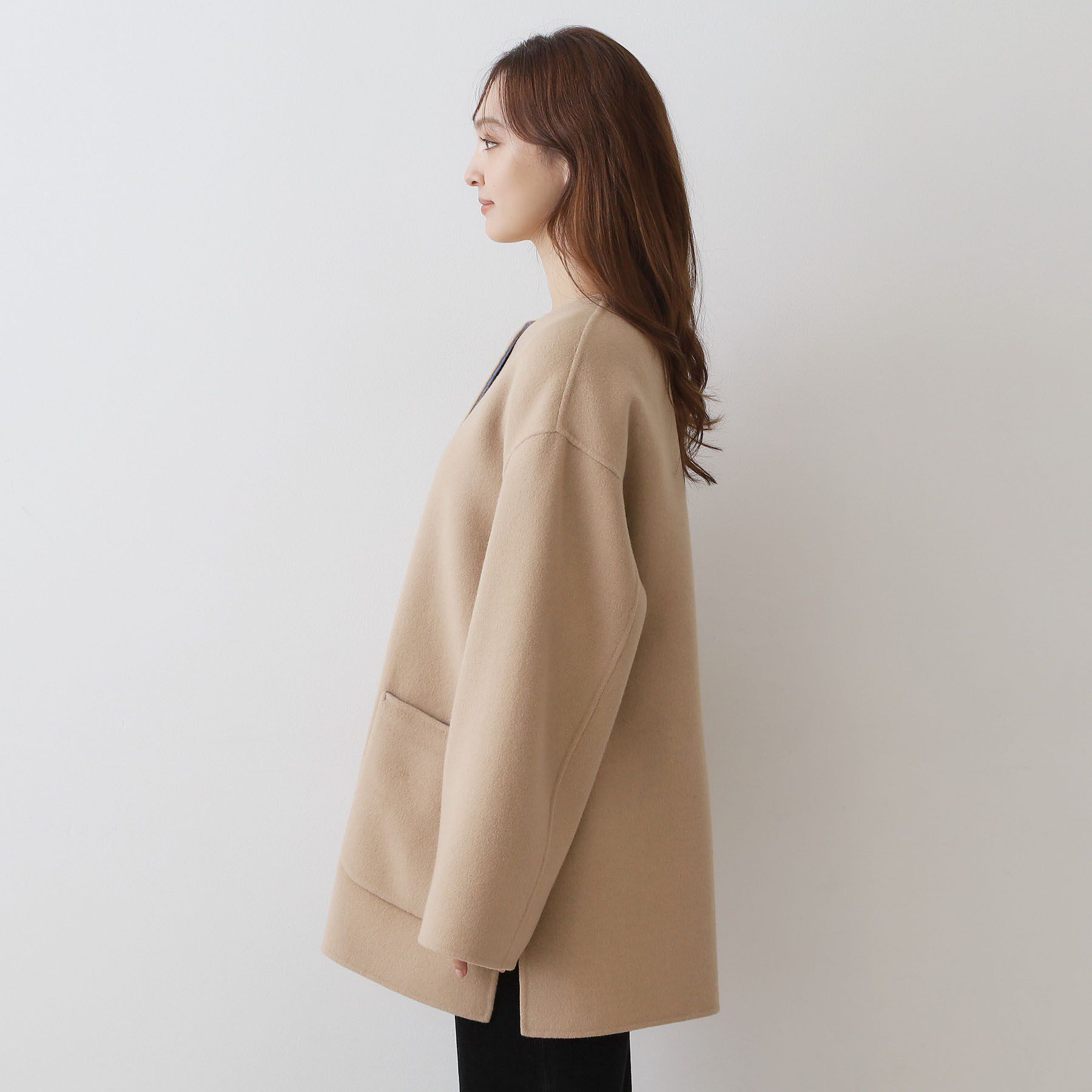 DRESSTERIOR「【肌ざわり◎/軽量】Super140sリバーシブルコート」|ノーカラーコート|