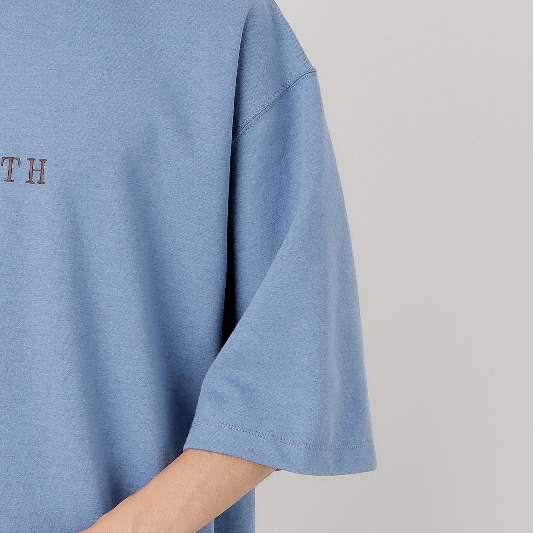 THE SHOP TK「配色刺繍6分袖Tシャツ 【ビッグシルエット／洗濯機OK】」|Tシャツ・カットソー|