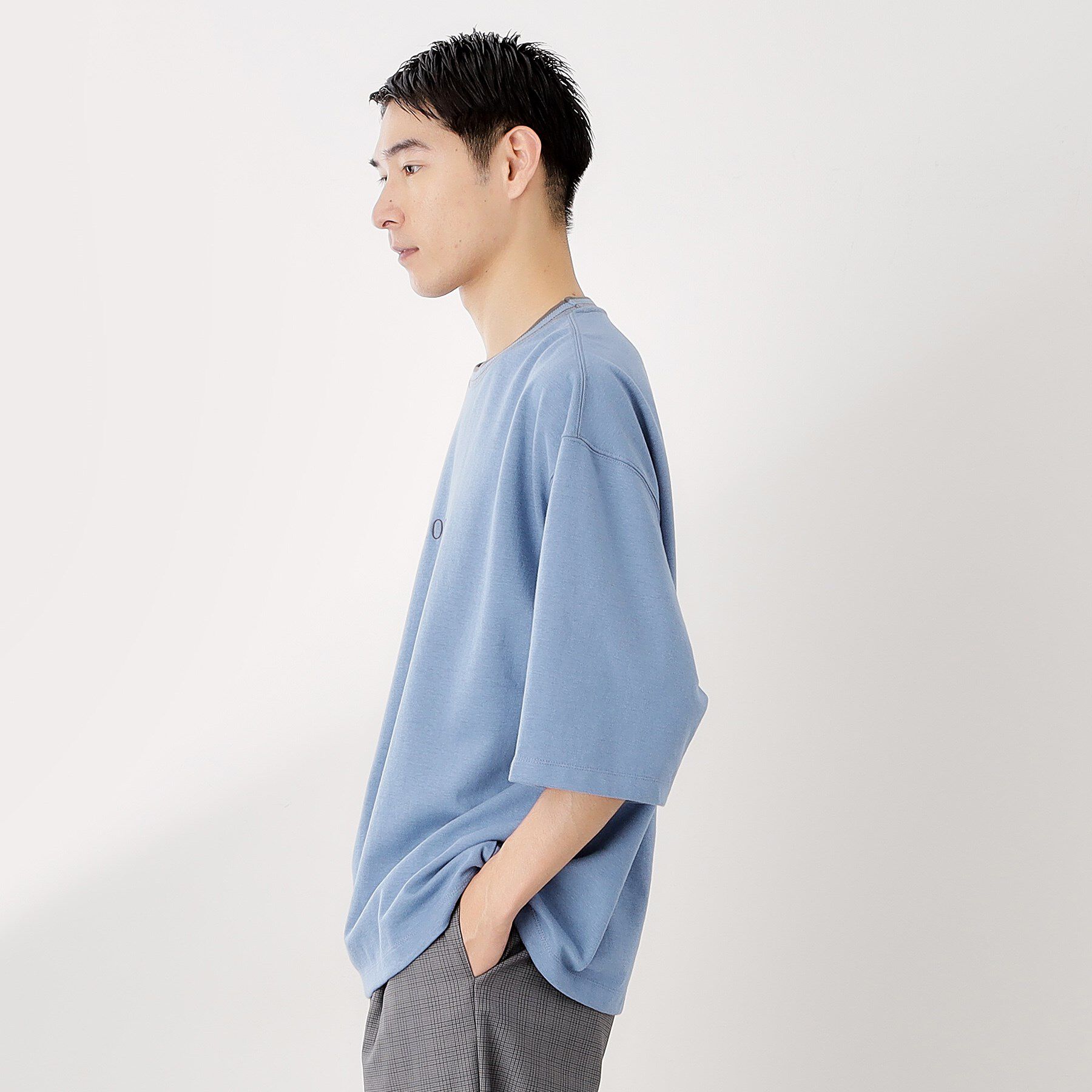 THE SHOP TK「配色刺繍6分袖Tシャツ 【ビッグシルエット／洗濯機OK】」|Tシャツ・カットソー|