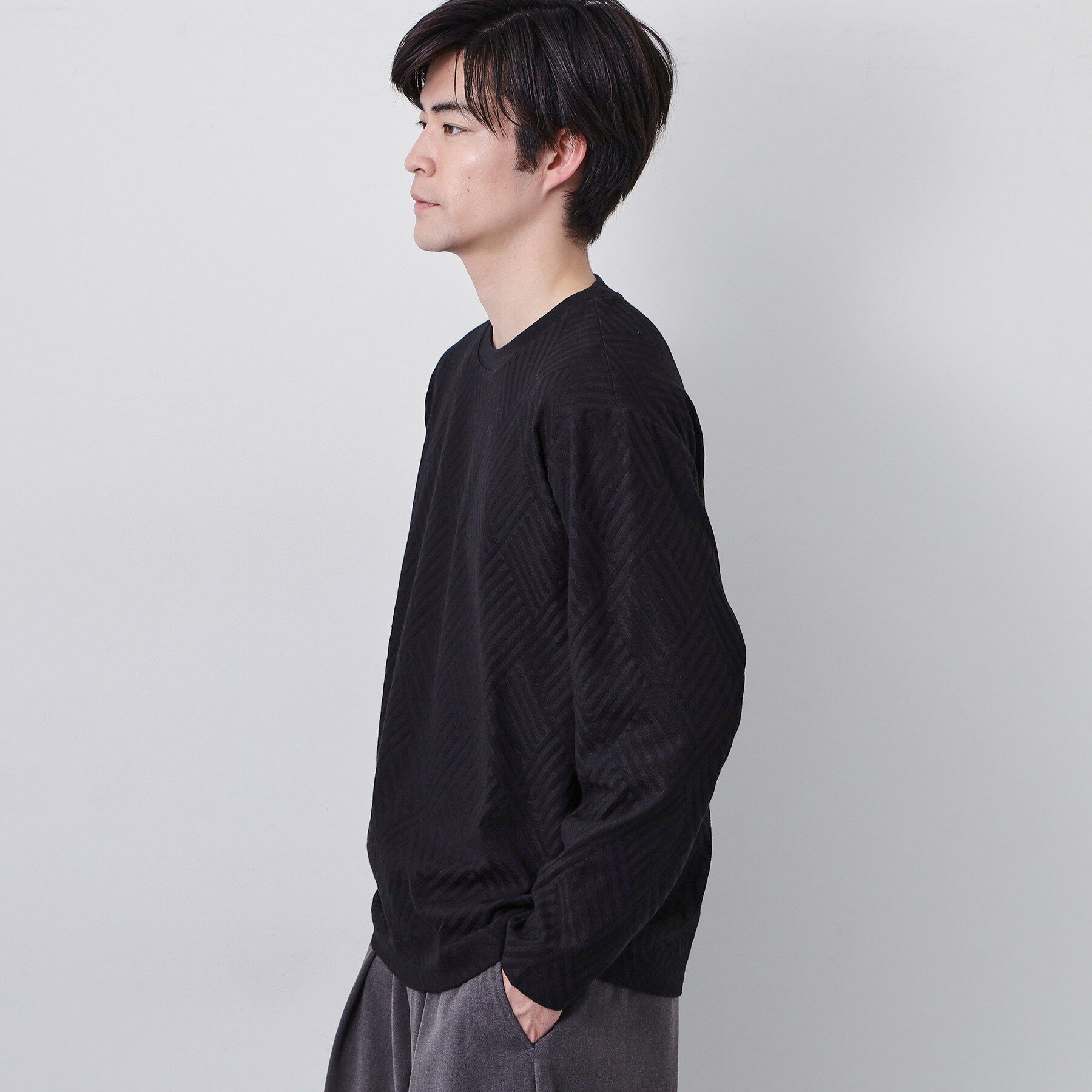 THE SHOP TK「【長く愛せる、定番ロンT】リンクスジャカード長袖Tシャツ」|Tシャツ・カットソー|