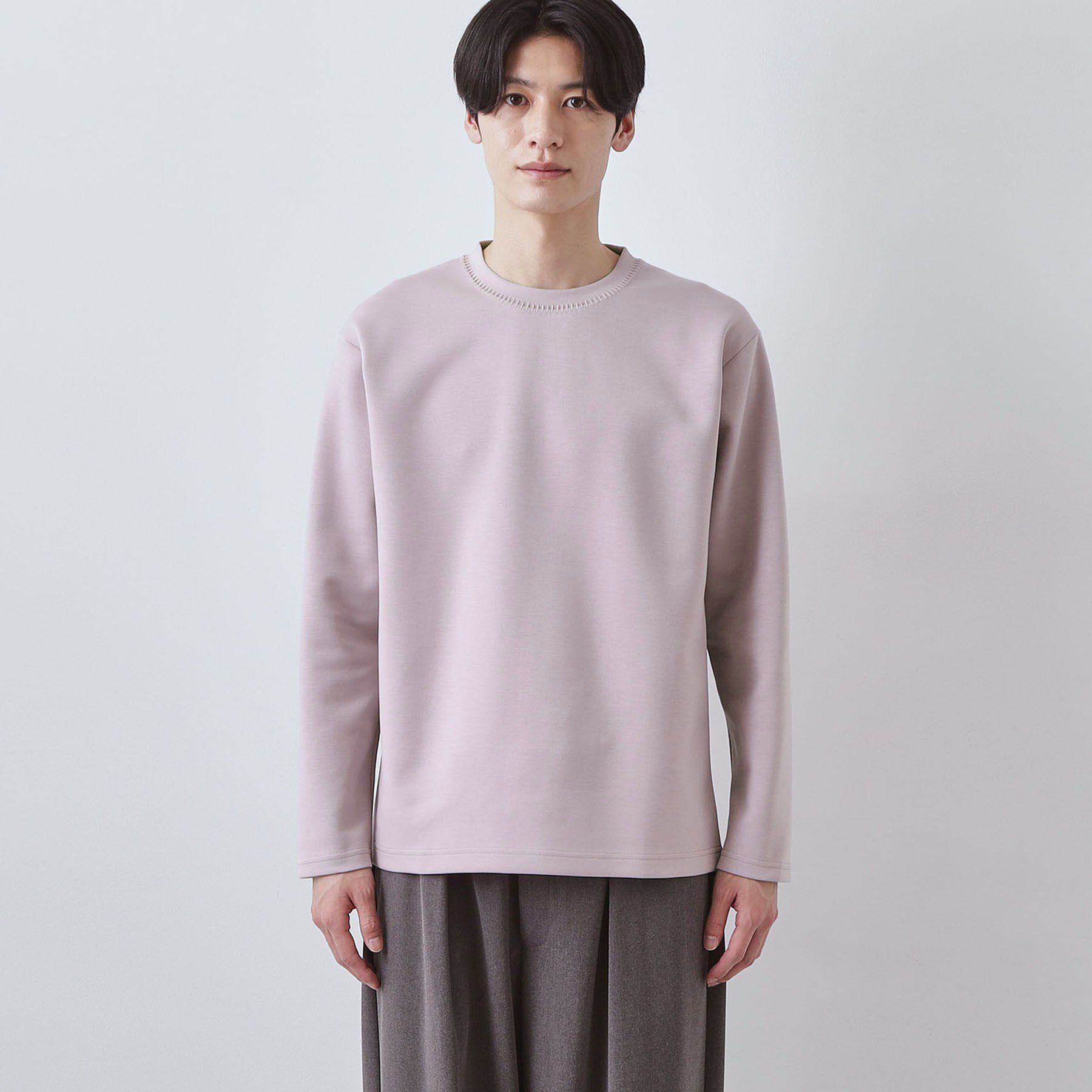 THE SHOP TK「【首元にさりげないアクセント】ステッチダンボールプルオーバー」|Tシャツ・カットソー|