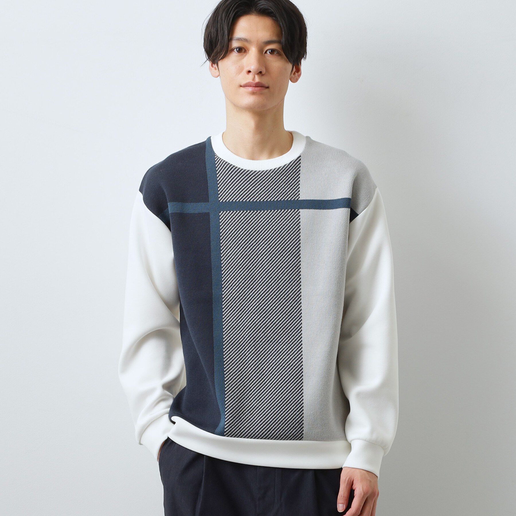 THE SHOP TK「チェック柄ダンボール スウェット 洗濯機OK」|Tシャツ・カットソー|