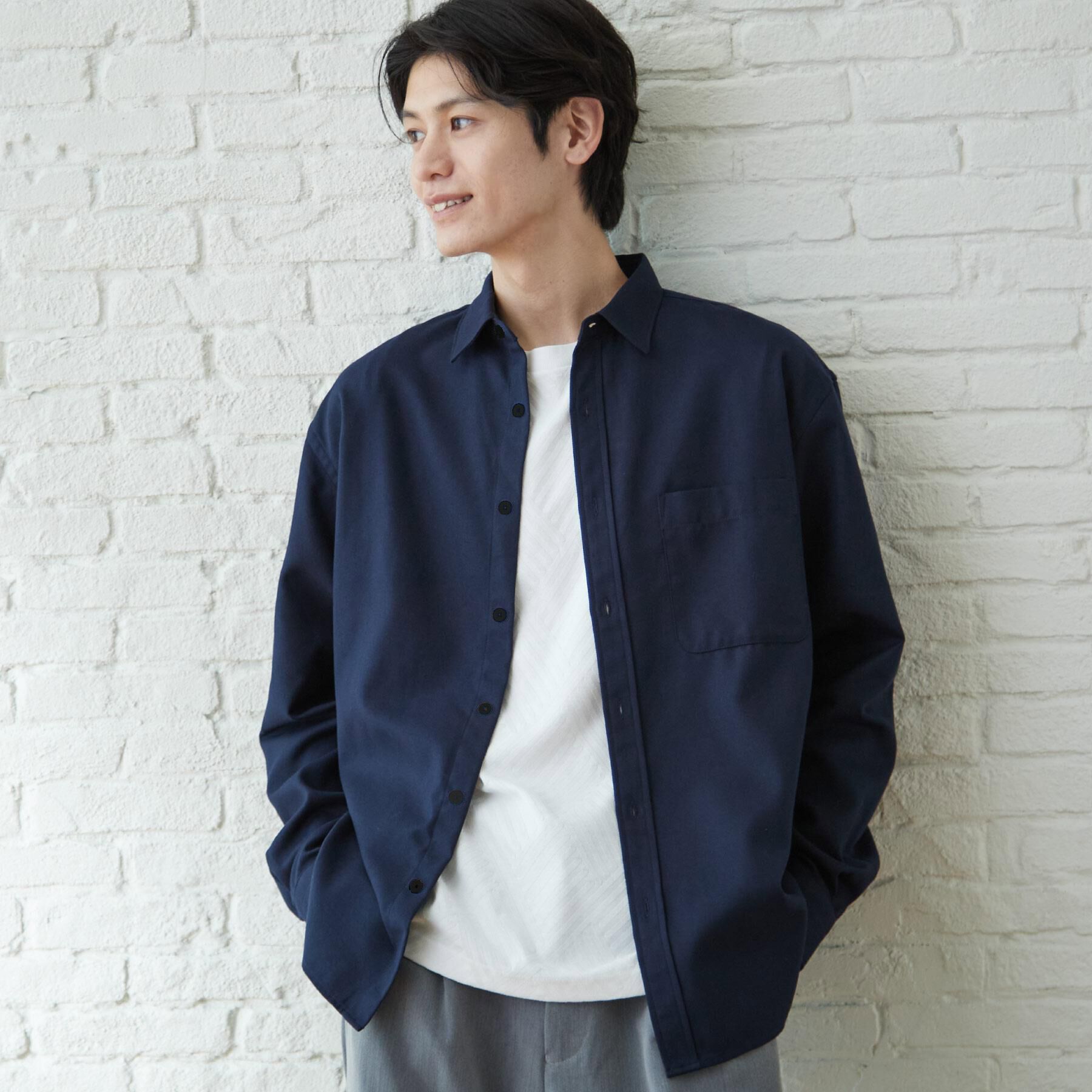 THE SHOP TK「【防シワ／洗濯機OK】アソート 長袖ネルシャツ」|シャツ・ブラウス|ネイビー(094)