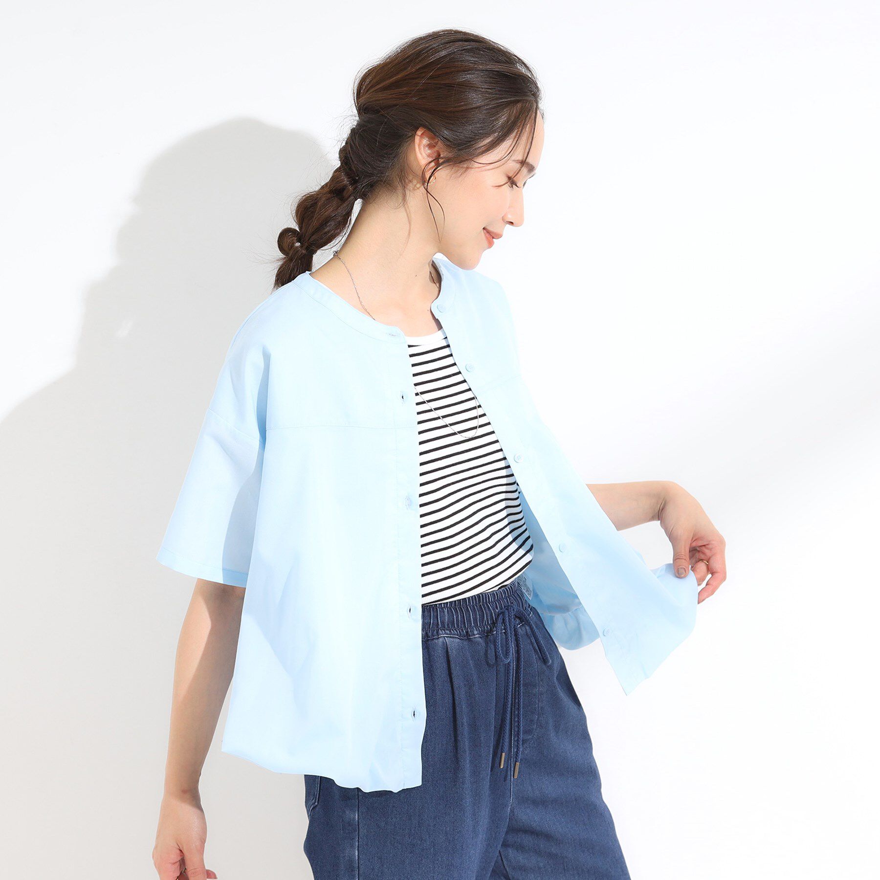 SHOO･LA･RUE「【S-LL】インせず着られる 裾バルーンシャツ」|シャツ・ブラウス|