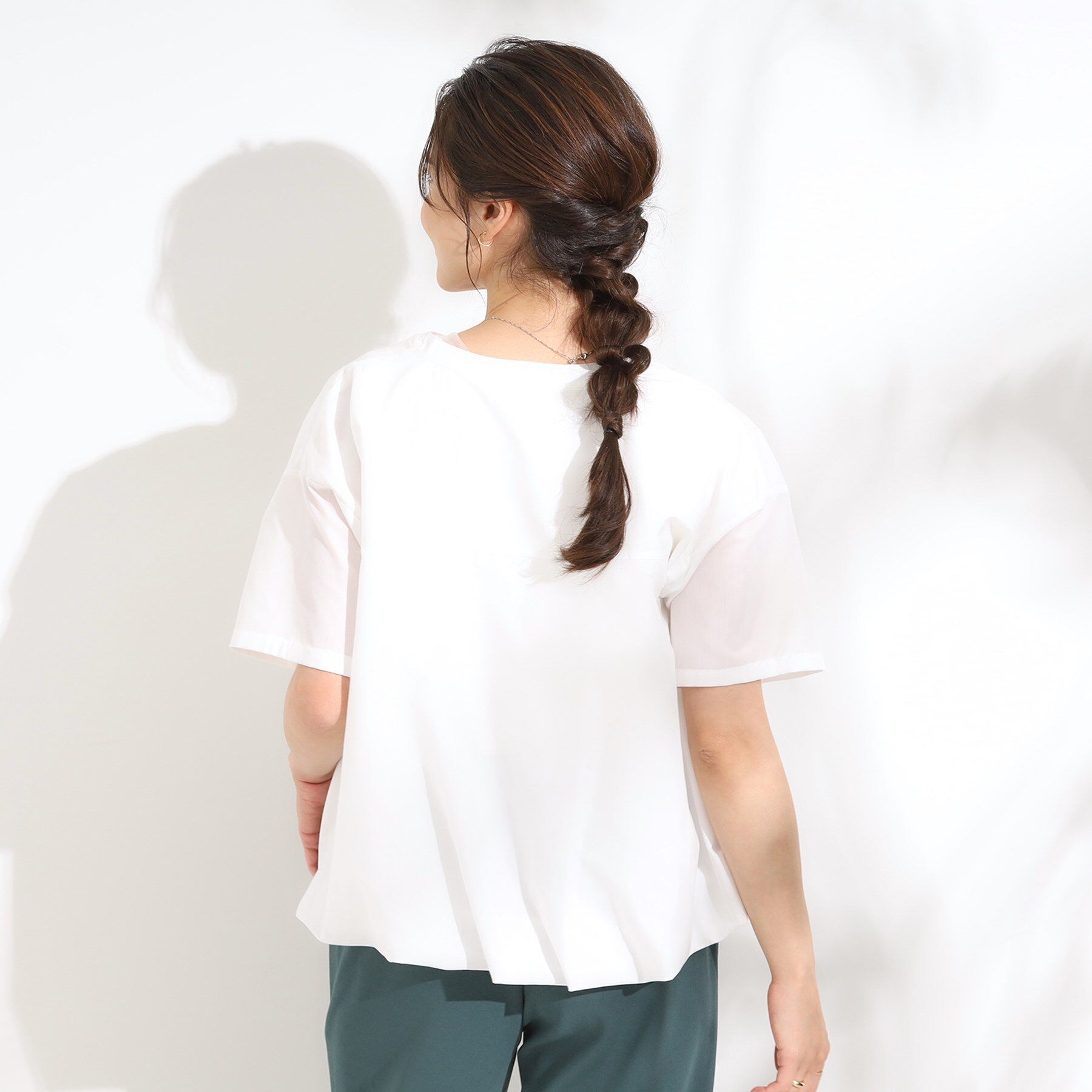 SHOO･LA･RUE「【S-LL】インせず着られる 裾バルーンシャツ」|シャツ・ブラウス|