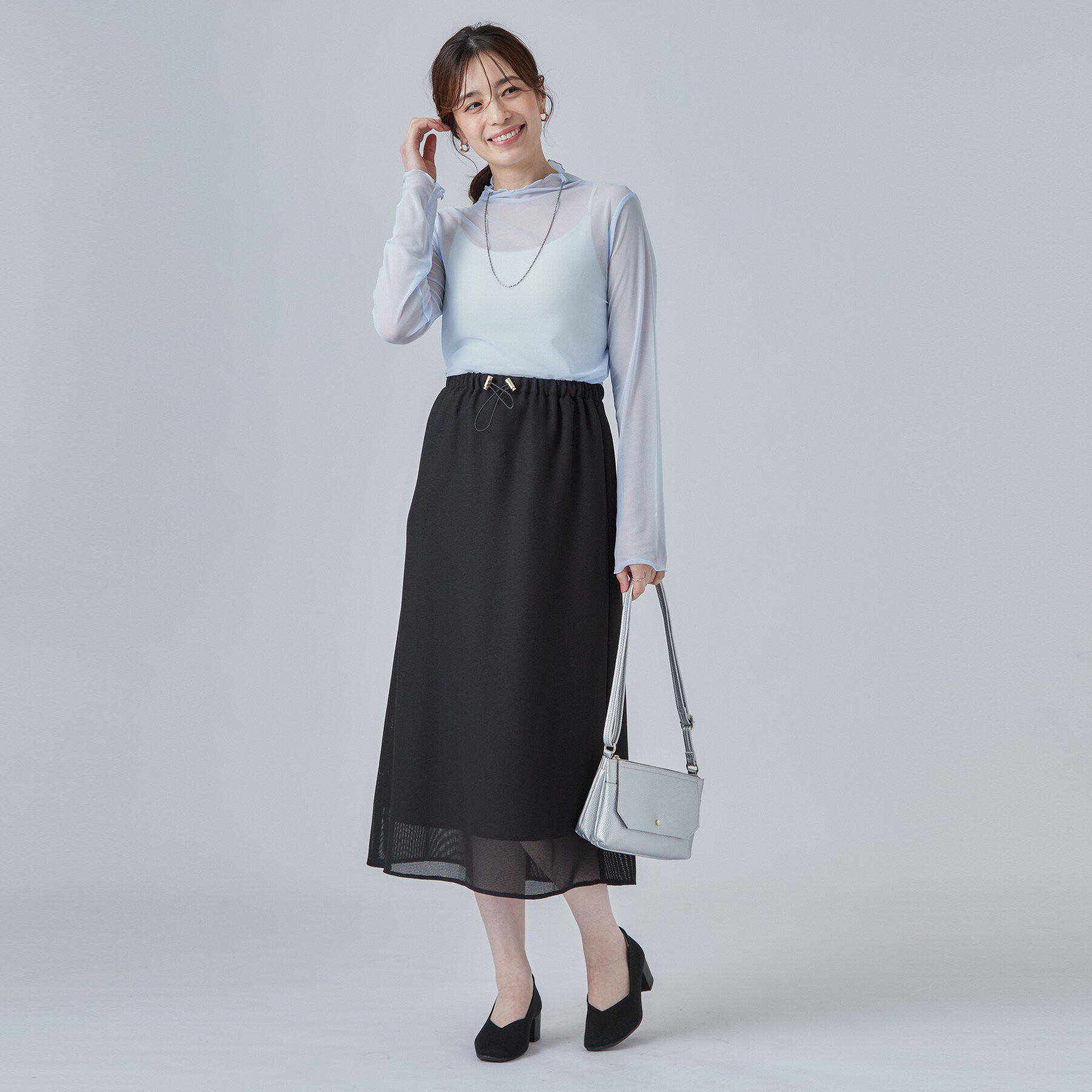 SHOO･LA･RUE「【S-LL/洗濯機可】コーデにプラスするだけで垢抜ける 柄アソートシアーチュールトップス」|Tシャツ・カットソー|