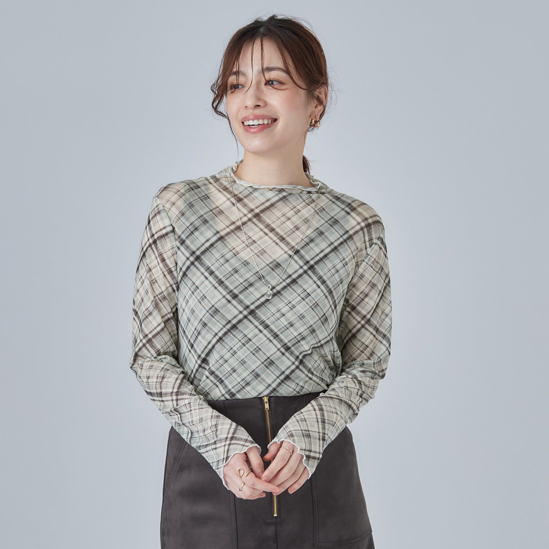 SHOO･LA･RUE「【S-LL/洗濯機可】コーデにプラスするだけで垢抜ける 柄アソートシアーチュールトップス」|Tシャツ・カットソー|