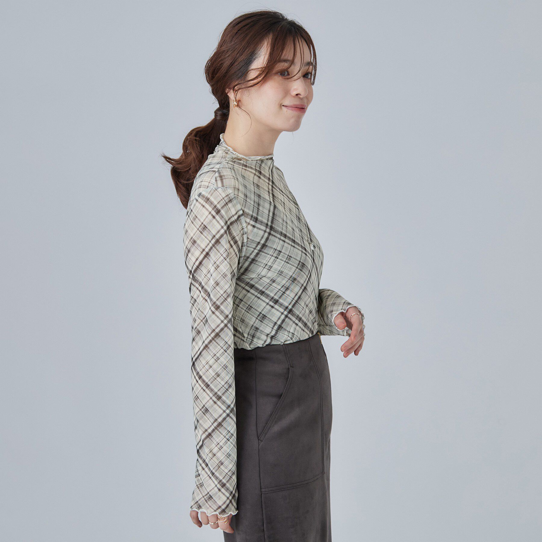 SHOO･LA･RUE「【S-LL/洗濯機可】コーデにプラスするだけで垢抜ける 柄アソートシアーチュールトップス」|Tシャツ・カットソー|