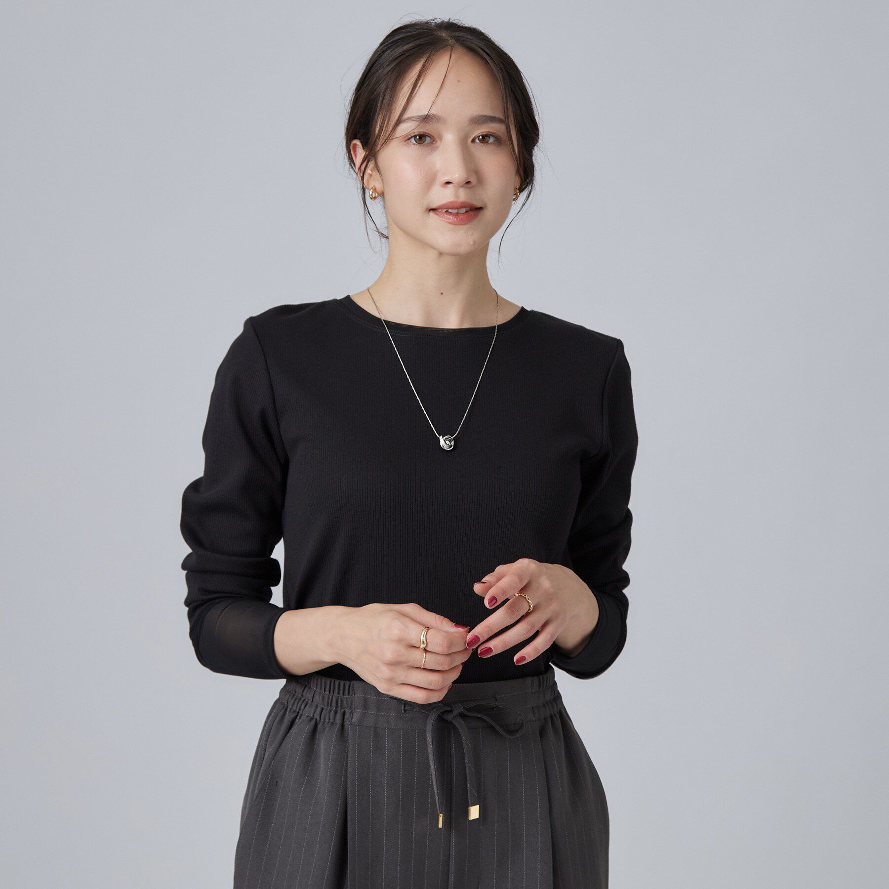 SHOO･LA･RUE「【S-LL/洗濯機可】レイヤードの幅広がる お袖チュールトップス」|Tシャツ・カットソー|