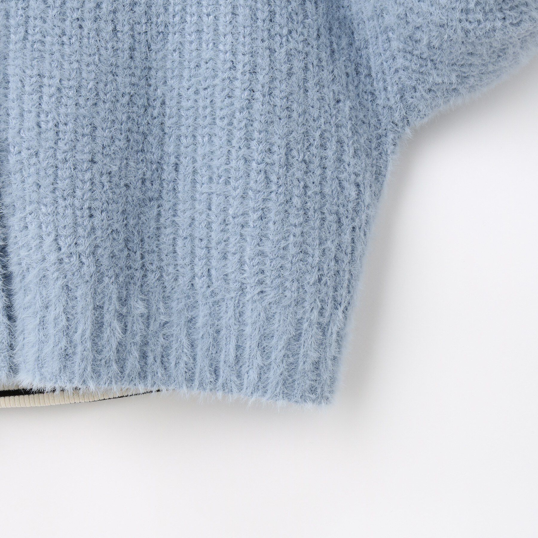 SHOO･LA･RUE「【120-150cm/2点セット】ボーダートップスシャギーカーデセット」|カーディガン|