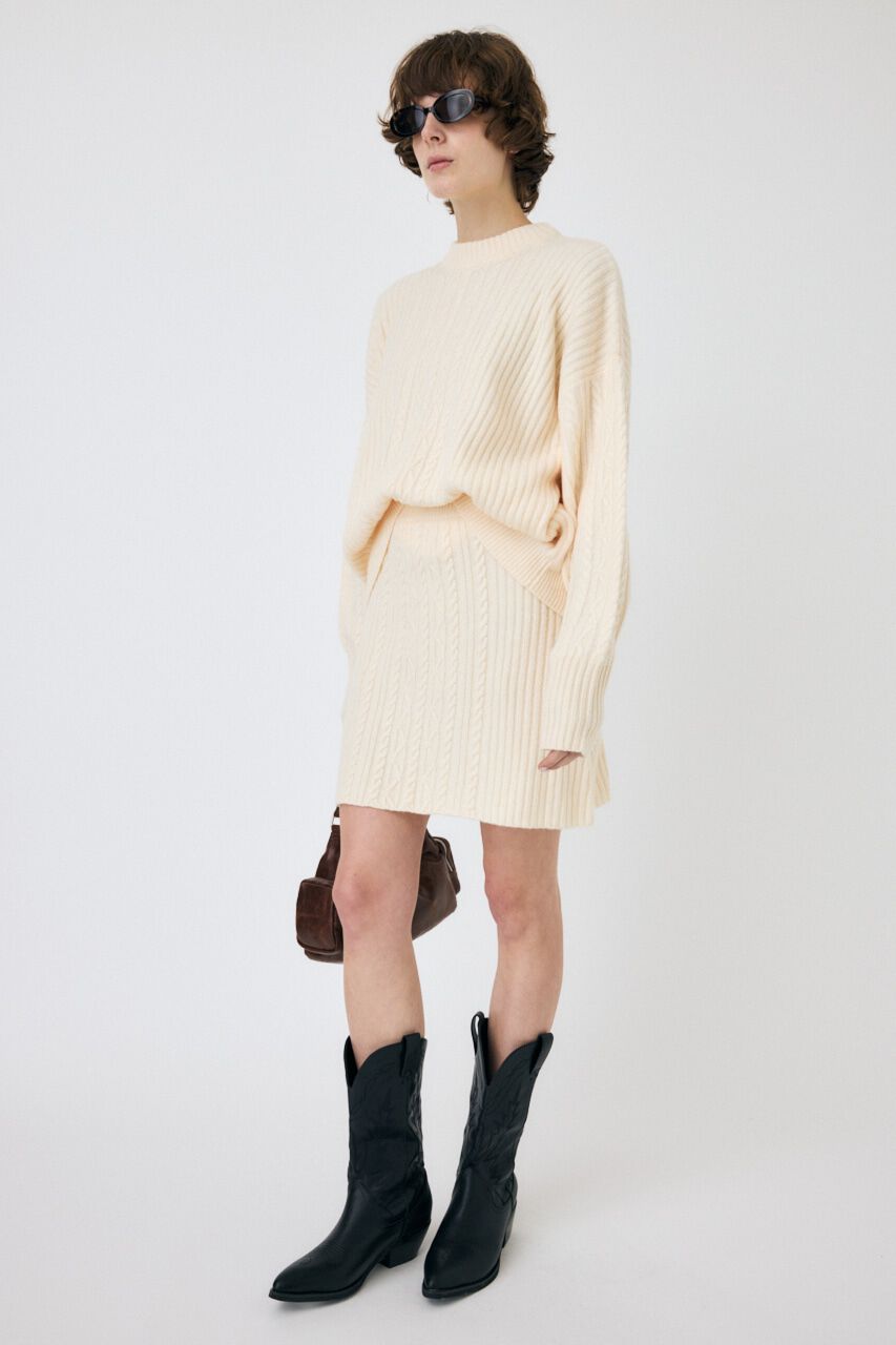 MOUSSY「RIB CABLE ニットトップス」|ニット・セーター|