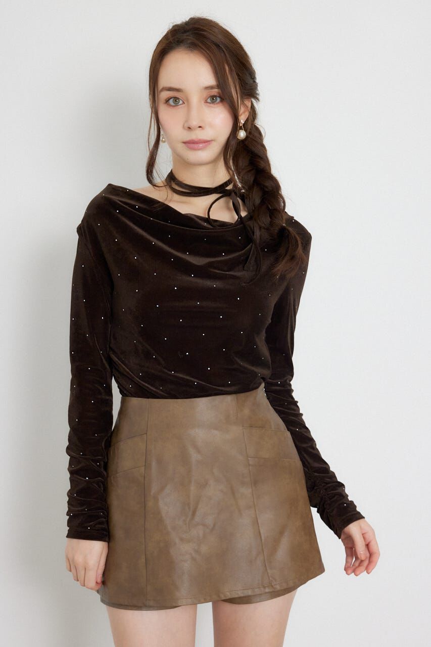 rienda「ドレープベロアトップス」|Tシャツ・カットソー|