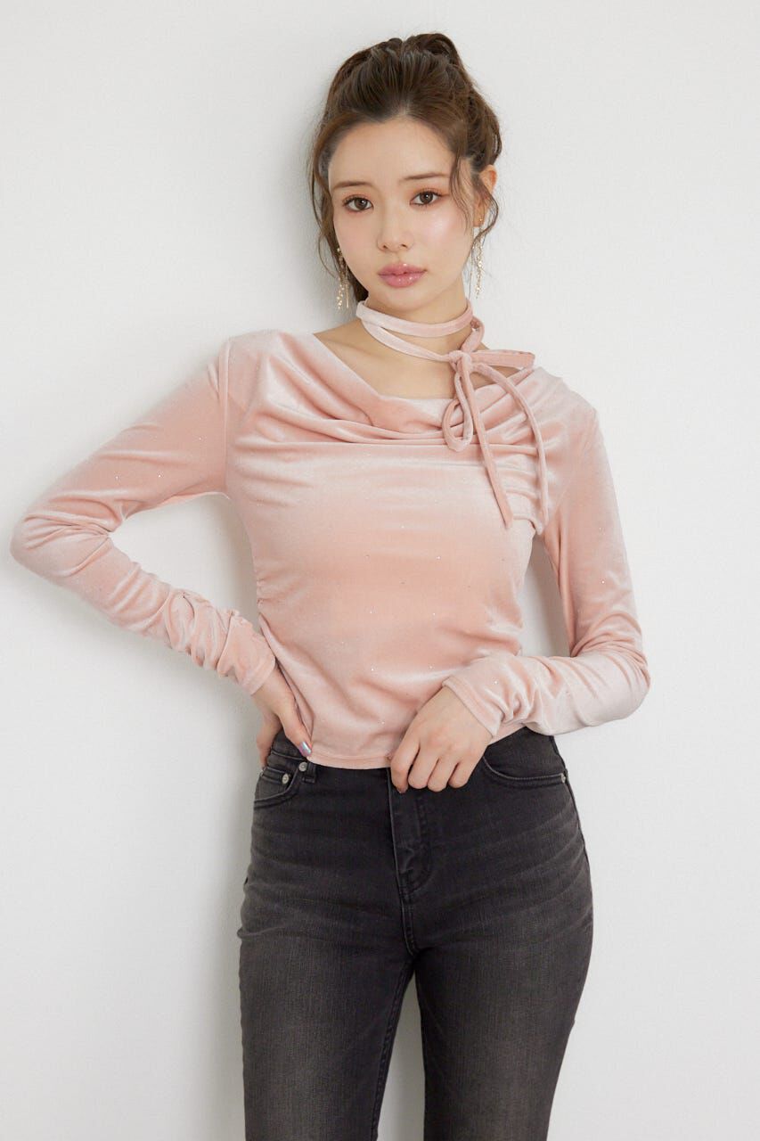rienda「ドレープベロアトップス」|Tシャツ・カットソー|PNK