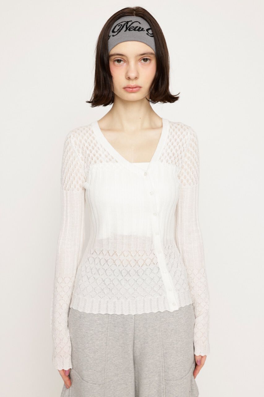 SLY「CROCHET SLANT BUTTON カーディガン」|カーディガン|