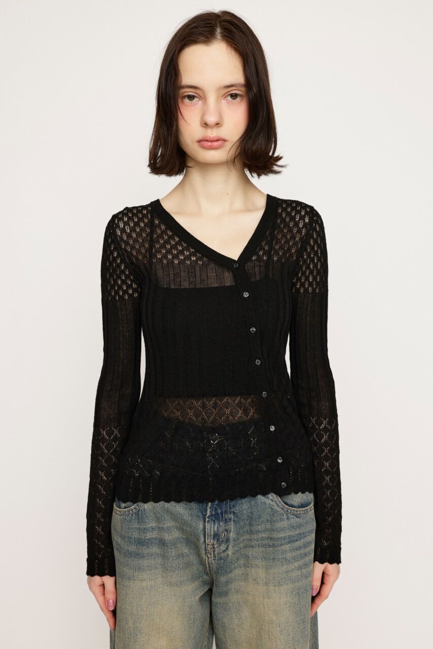 SLY「CROCHET SLANT BUTTON カーディガン」|カーディガン|