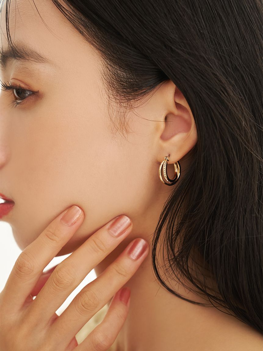 SNIDEL「ダブルフープピアス」|ピアス|