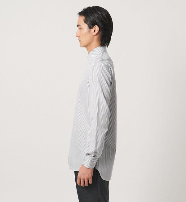 UNITED ARROWS「イージーケア AG  ブラックストライプ ワイドカラーシャツ 抗菌防臭」|シャツ・ブラウス|