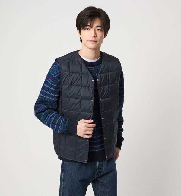 UNITED ARROWS green label relaxing「＜TAION＞Vネック ボタン ベスト」|ダウンベスト・ベスト|NAVY