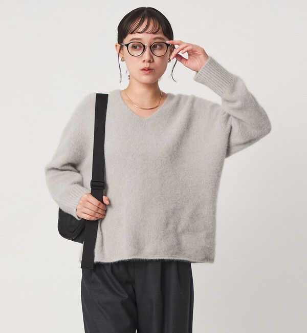 UNITED ARROWS green label relaxing「ヘアリー Vネック ニット プルオーバー」|ニット・セーター|BEIGE