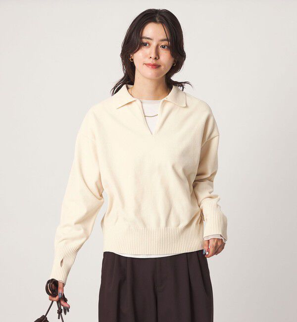 UNITED ARROWS green label relaxing「モールヤーン スキッパー ニット」|ニット・セーター|OFF WHITE