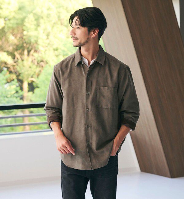 BEAUTY&YOUTH UNITED ARROWS「【WEB限定 WARDROBE SMART】スエードライク シャツ」|シャツ・ブラウス|DK.GRAY