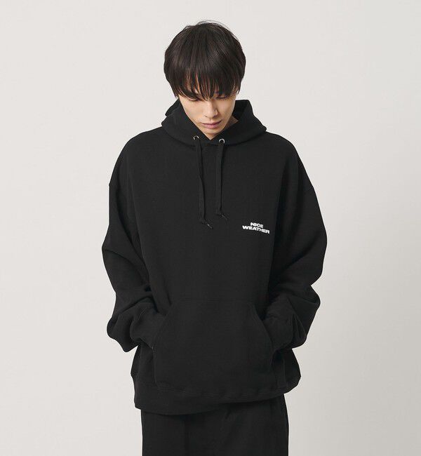 NICE WEATHER「＜NICE WEATHER＞ロゴ プルオーバー フーディ」|スウェット・ジャージ|BLACK