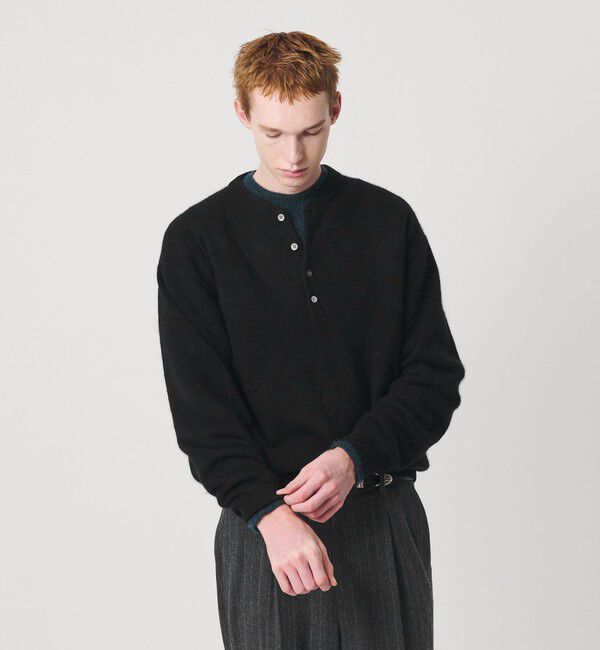 BEAUTY&YOUTH UNITED ARROWS「ミンク フィニッシュ ウール ヘンリーネック ニット」|ニット・セーター|