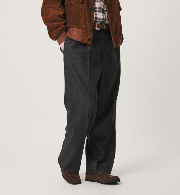 BEAUTY&YOUTH UNITED ARROWS「HI-LINE ウール フランネル 1プリーツ トラウザーズ」|チノ|DK.GRAY