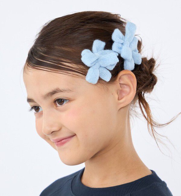 SHIPS KIDS「リボン モチーフ ニット ヘアクリップ セット」|その他|ライトブルー