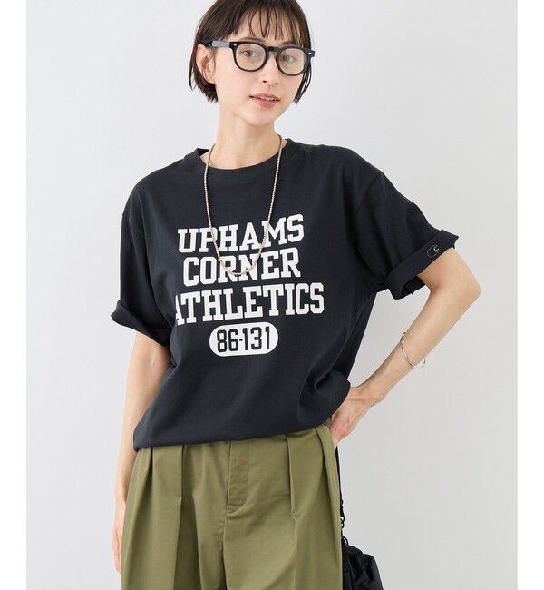 Rope&rsquo;Picnic「【Champion/チャンピオン別注】アソートロゴプリントオーバーサイズTシャツ/リンクコーデ」|Tシャツ・カットソー|ブラック系(02)